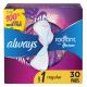 Always Radiant Feminine Pads with Wings, Size 1, Regular Absorbency, Scented, 30 Count