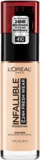 L'Oreal Paris Infallible Fresh Wear 24 Hr Liquid Foundation Makeup, 410 Ivory, 1 fl oz