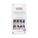 KISS Voguish Fantasy Medium Almond Fake Nails, Glossy Dark Black, 'Magnifique', 28 Ct.