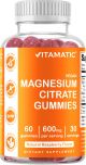 Vitamatic Magnesium Gummies 600mg per Serving - 60 Vegan Gummies - Promotes Healthy Relaxation, Muscle, Bone, & Energy Support