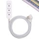 Cordinate Designer 3-Outlet Extension Cord with Surge Protection, Gray, Braided Décor Fabric Cord, 10 ft, Low-Profile Plug with Tamper Resistant Safety Outlets, 37914