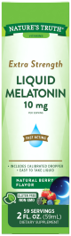 Nature's Truth Melatonin Liquid | 10 mg | 2 Fl oz Maximum Strength for Adults | Natural Berry Flavor | Vegetarian, Non-GMO, Gluten Free