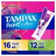 Tampax Pocket Radiant Tampons with LeakGuard Braid, Duo Pack Regular/Super Absorbency, 28 Ct