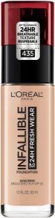 L'Oreal Paris Infallible Fresh Wear 24 Hr Liquid Foundation Makeup, 435 Rose Vanilla, 1 oz