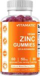 Vitamatic Zinc 50mg Gummies - 60 Vegan Gummies - Gluten Free - Healthy Immune Support for Adults, Men, Women